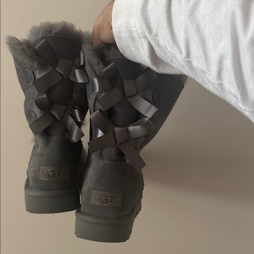 UGG Gray Winter Boots with bow